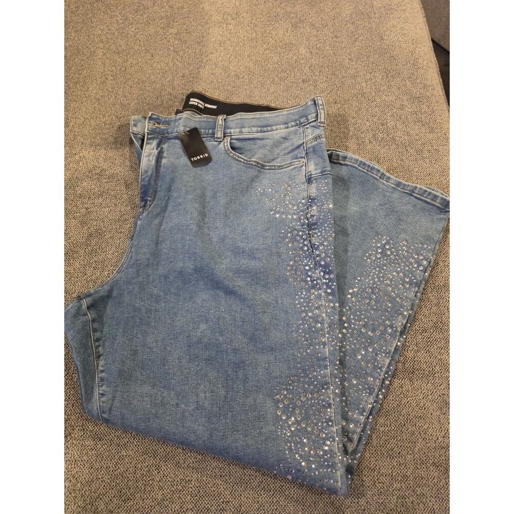 New NWT Torrid Bombshell Straight High Rise Rhinestone Jean Womens Plus Size 26R